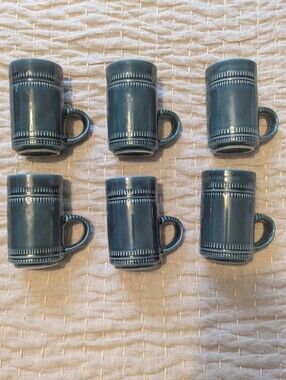 Prinknash Pottery Mugs Six In Rare Deep Blue